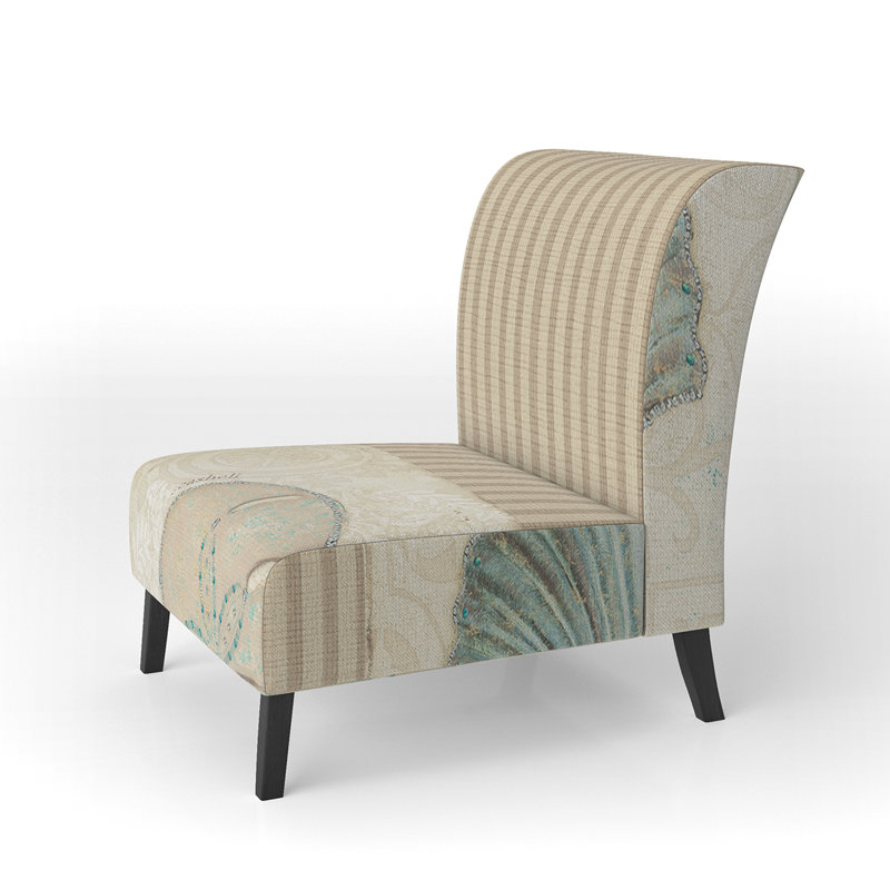 Beach Treasures Collage I - Traditional Velvet Upholstered Slipper Chair