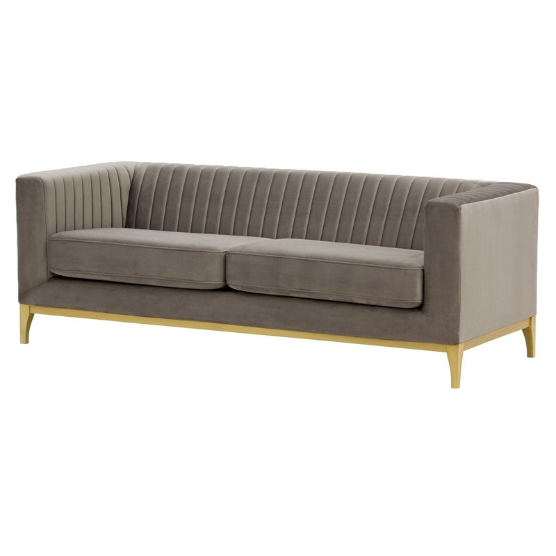 Bomia 3 Seater Sofa, Beige Velvet, Gold, 72cm x 201cm W x 83cm D
