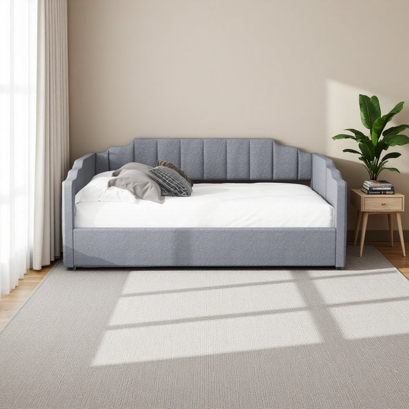 Upholstered Daybed With Underneath Storage, Gray, Full/Double