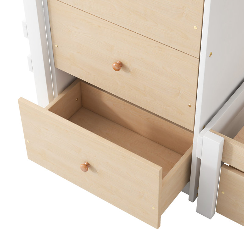 Lit superposé Loft avec tiroirs et échelle, Naturel