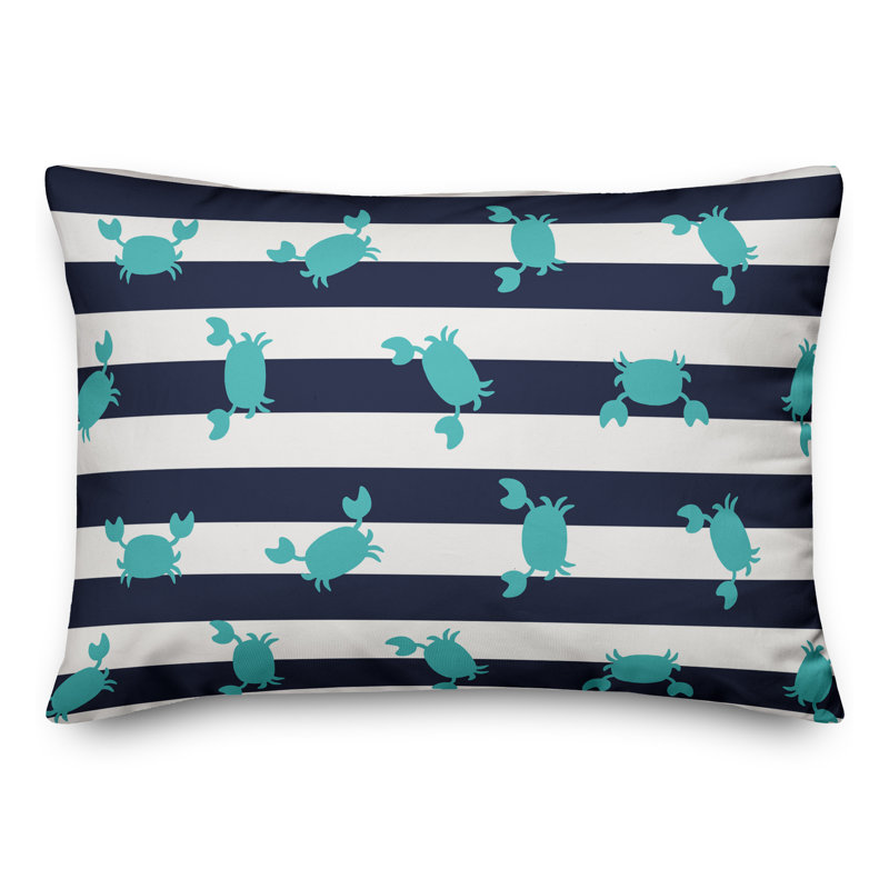 Outdoor Throw Pillow, No Fill, Navy/Teal/White