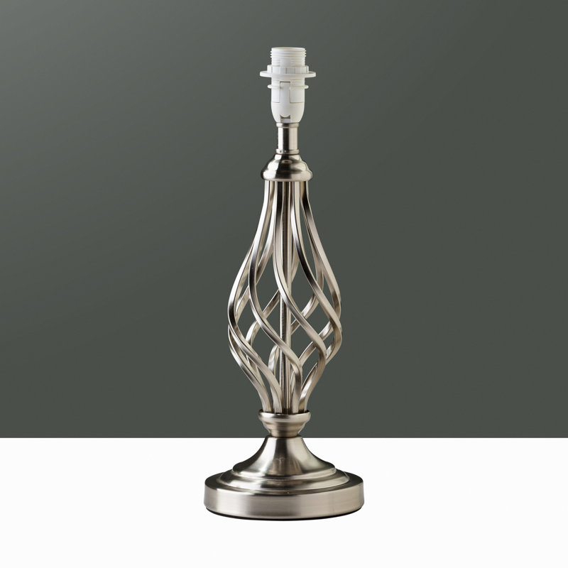 Zoey 31cm Twist Traditional Metal Table Lamp Base, Silver Nickel
