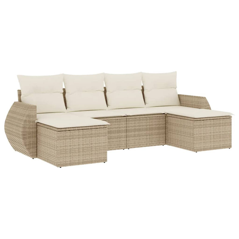 Vidaxl Garden Sofa Set PE Rattan Standard Modular, Beige
