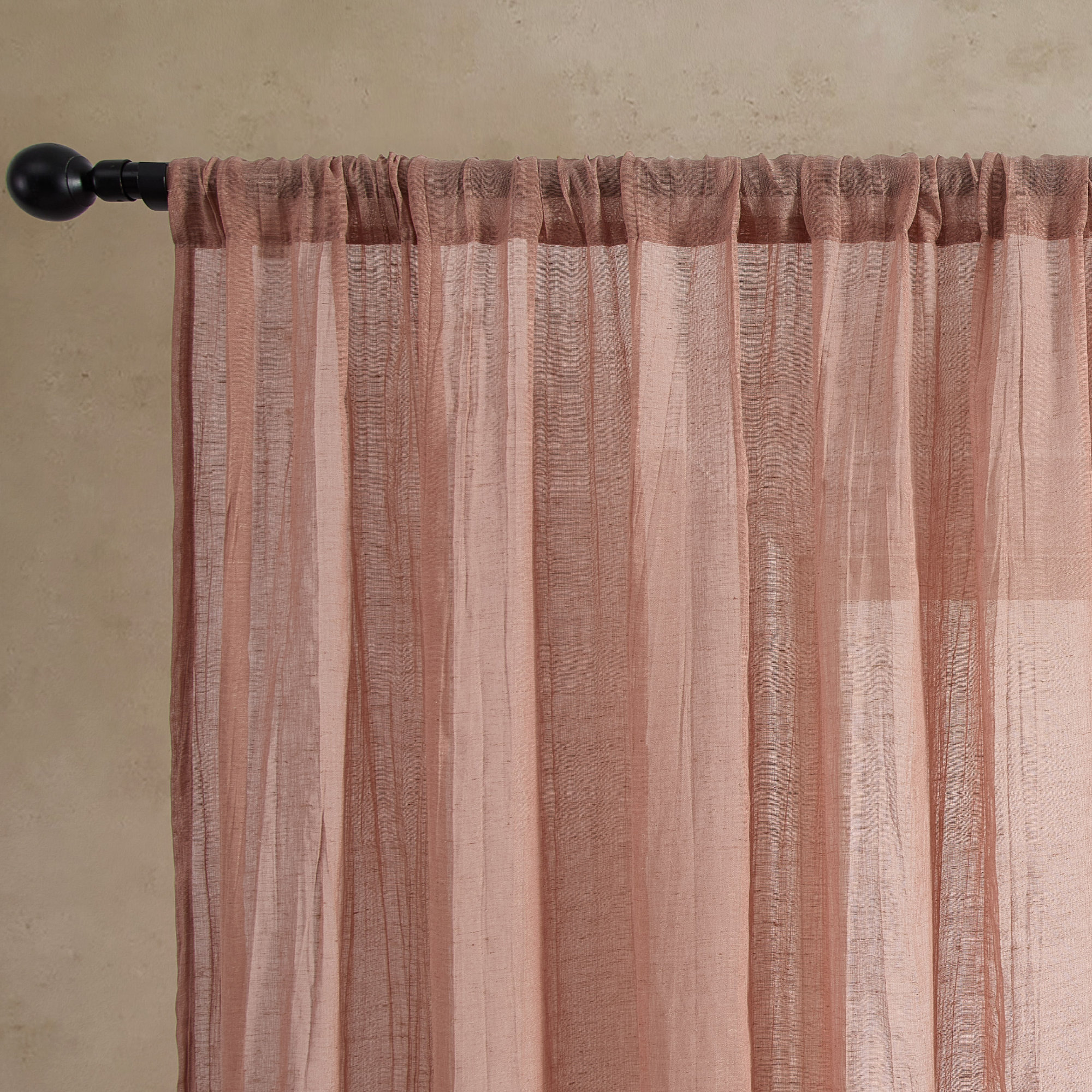 Solid Semi-Sheer Curtain Panels, 50" W x 96" H, Dusty Pink