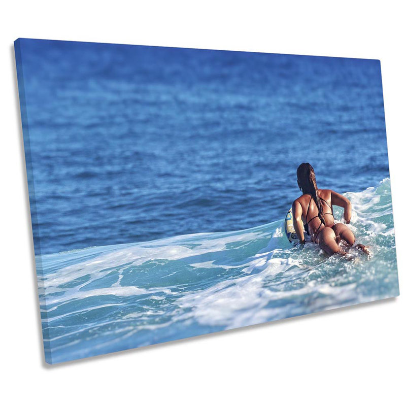 Surfer Beach Wave Surfing - Wrapped Canvas Print, 30.5cm H x 45.7cm W x 2cm D