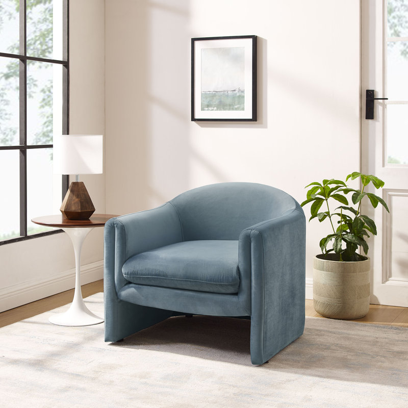 Sephine 31.2" Upholstered Nordic-style Accent Chair, Denim Blue Velvet