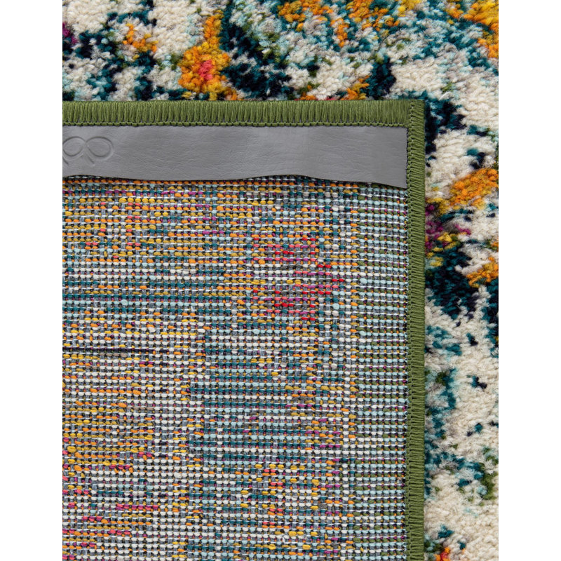 Galyean Abstract Green/Orange Area Rug, Square 10'