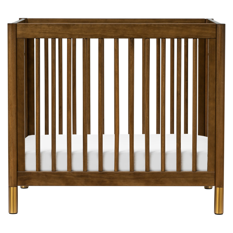 Gelato 4-in-1 Mini Convertible Crib, Natural Walnut/Gold