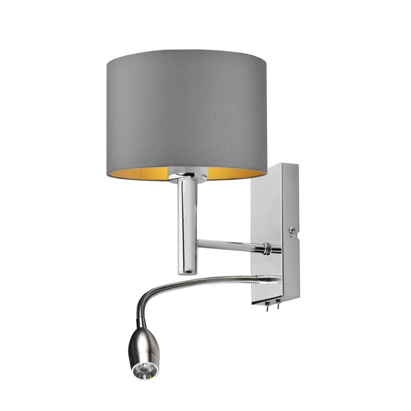 Schick Steel LED Armed Sconce, Chrome, Grey