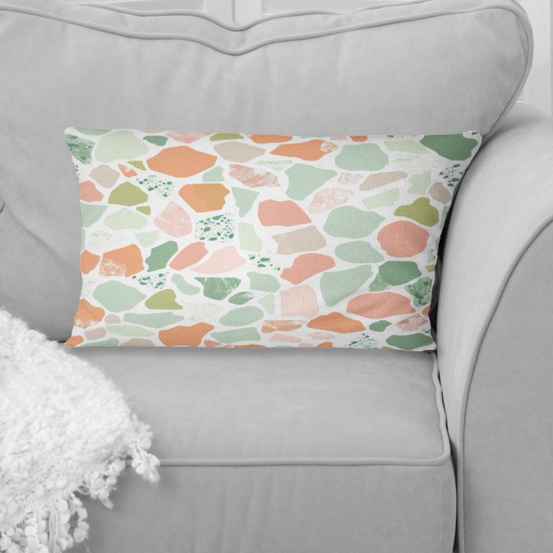 Coussin lombaire à carreaux roses et verts