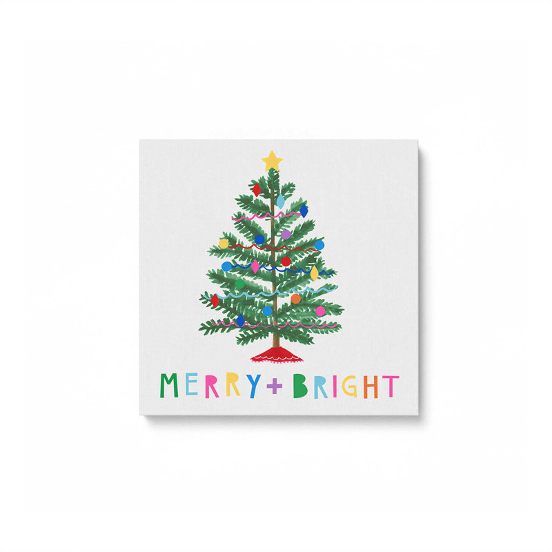 «Merry Bright Christmas Tree», reproduction sur toile, Toile tendue, H 12 po x l 12 po x P 1,25 po