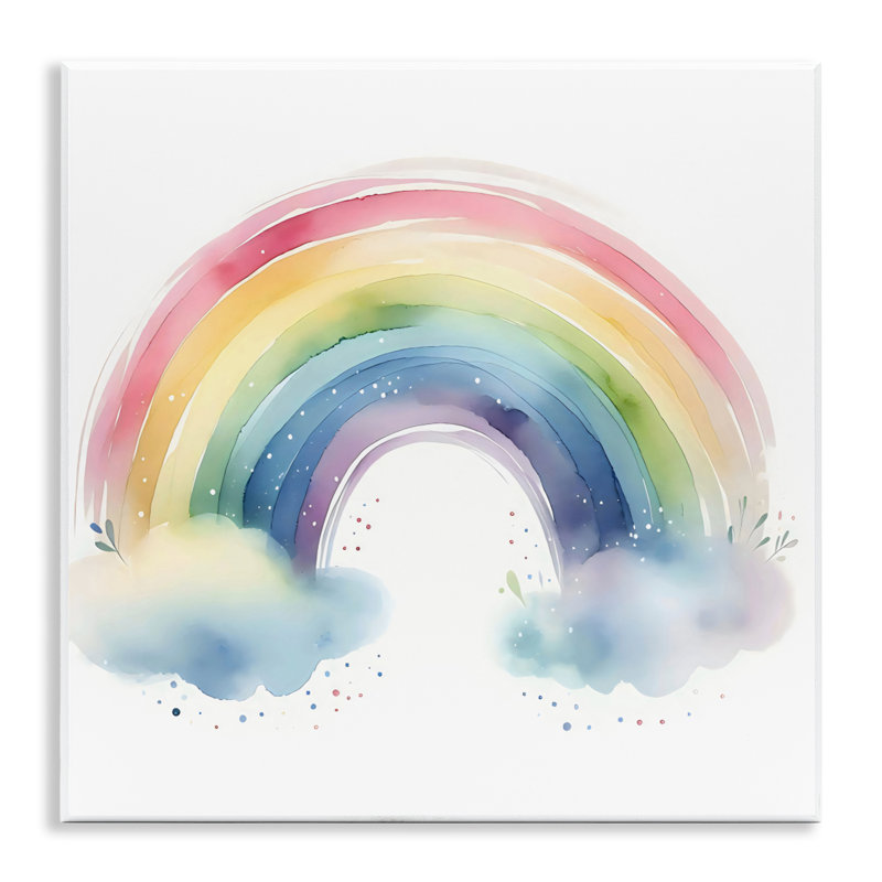 Plaque murale arc-en-ciel doux avec nuages, design by Creative Studio