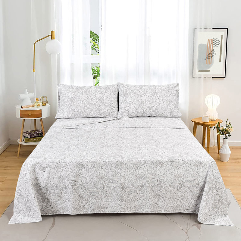 Ensemble de draps 100% coton 144 fils 144 fils, Ensemble de draps pour très grand lit + 1 drap-ho