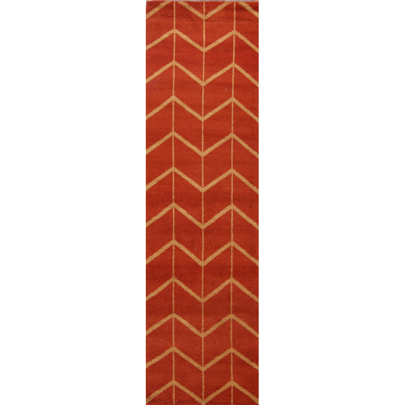 Oriental à la main géométrique marocain à la main-noué la 10'0 po x 3'0" en laine à la main one-of-kind Hattie