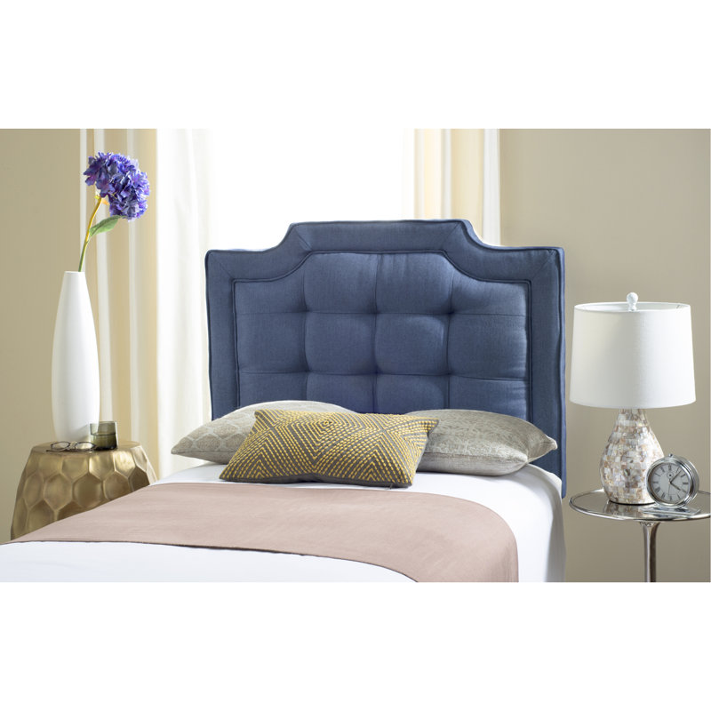 Tête de lit en tissu d'ameublement Findlay, Simple, Polyester bleu marine