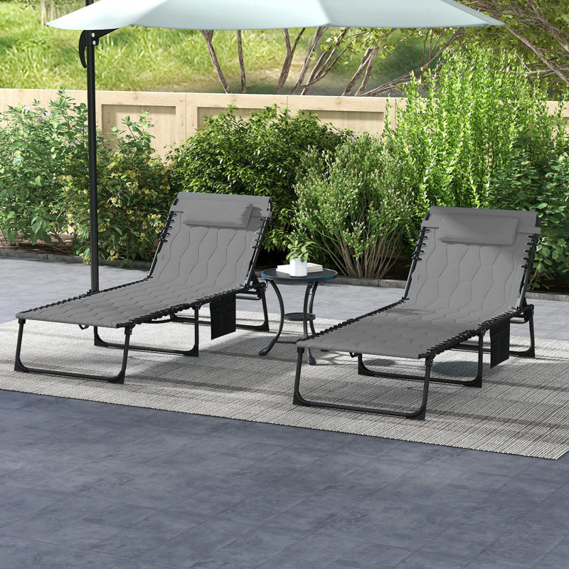 Vincenza Outdoor Metal Chaise Lounge, Gray, 2