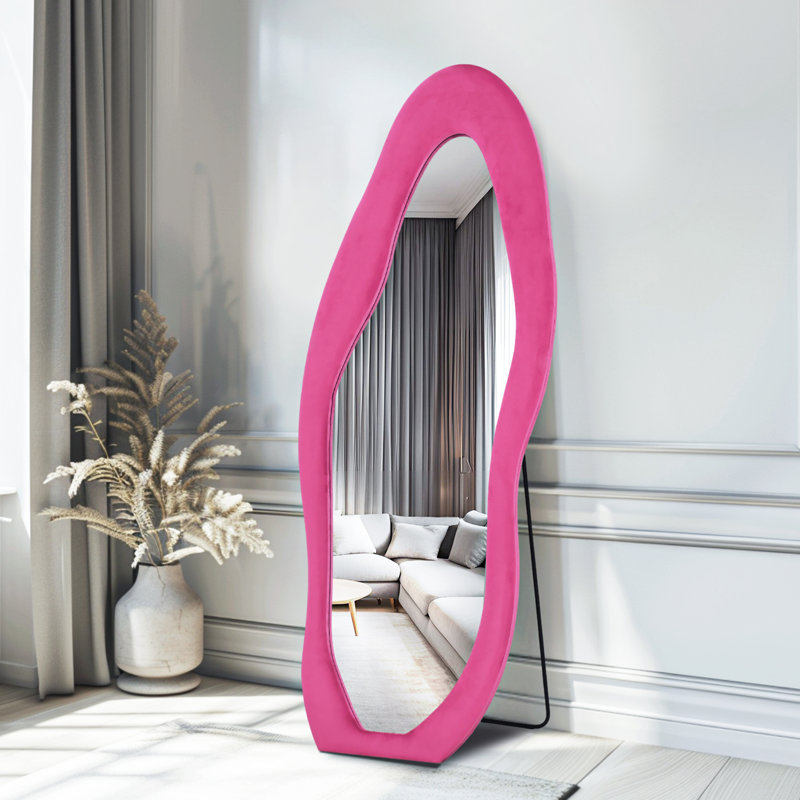 Miroir de plancher Farkhan, Rose millennial, 63 po x 24 po