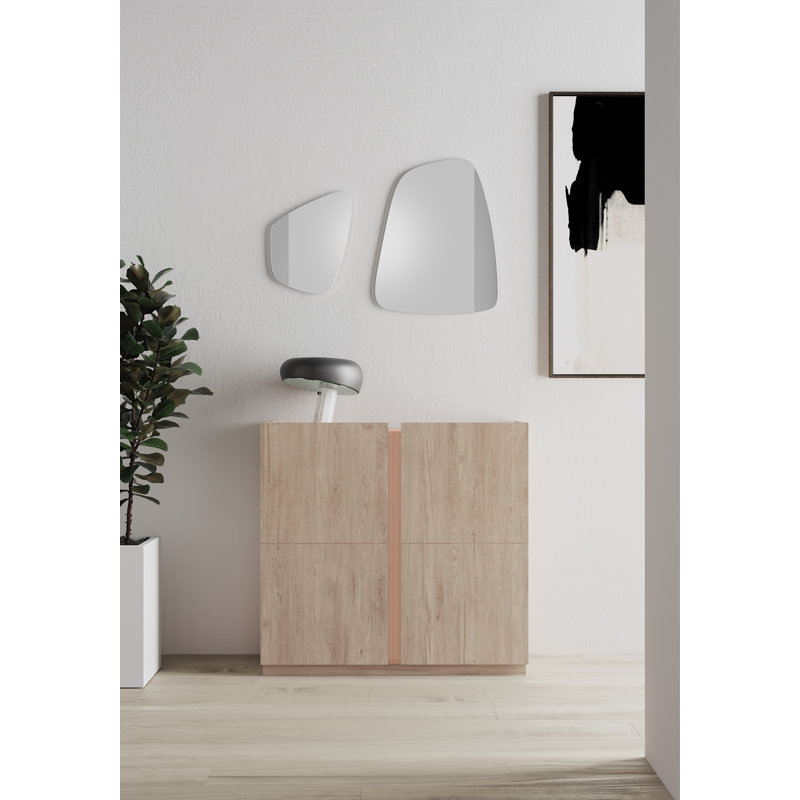 18 Pair Shoe Storage Cabinet, Light Oak Pink