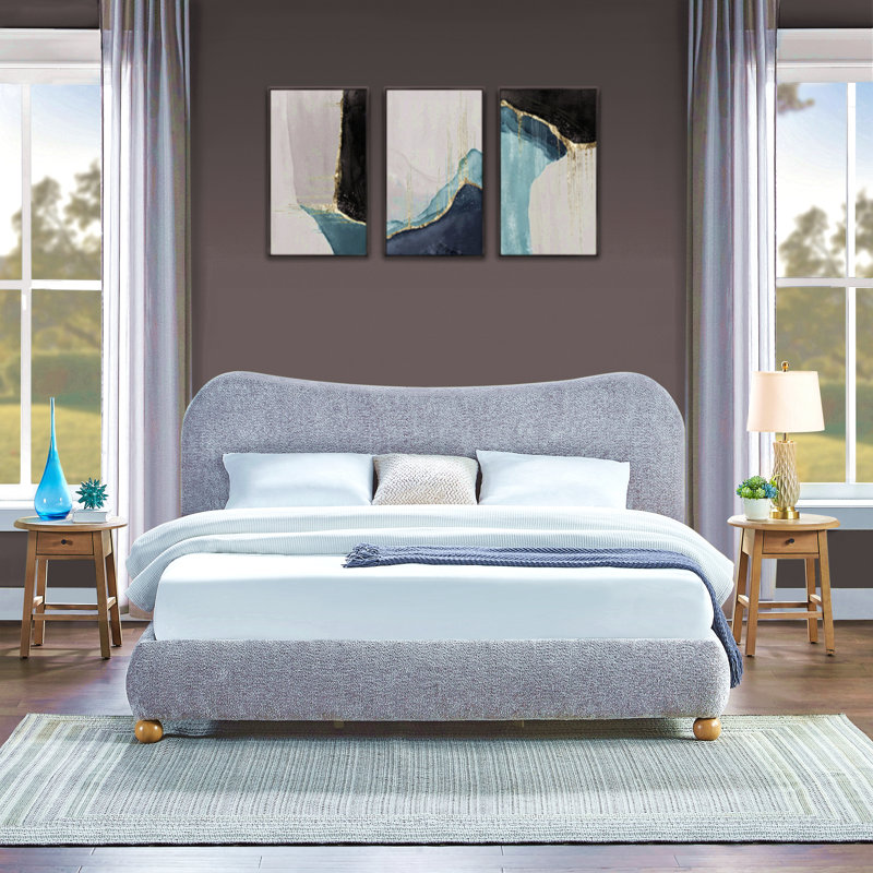 Lit plateforme tapissier Lunara, Grand lit