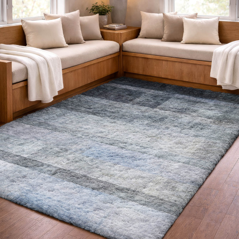 Premium Machine Washable Dream Shag ADS568 Casual Rug, Navy, 9' x 12'
