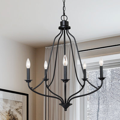 Luminaire suspendu pour îlot de cuisine 5 lumières noir 5 lumières