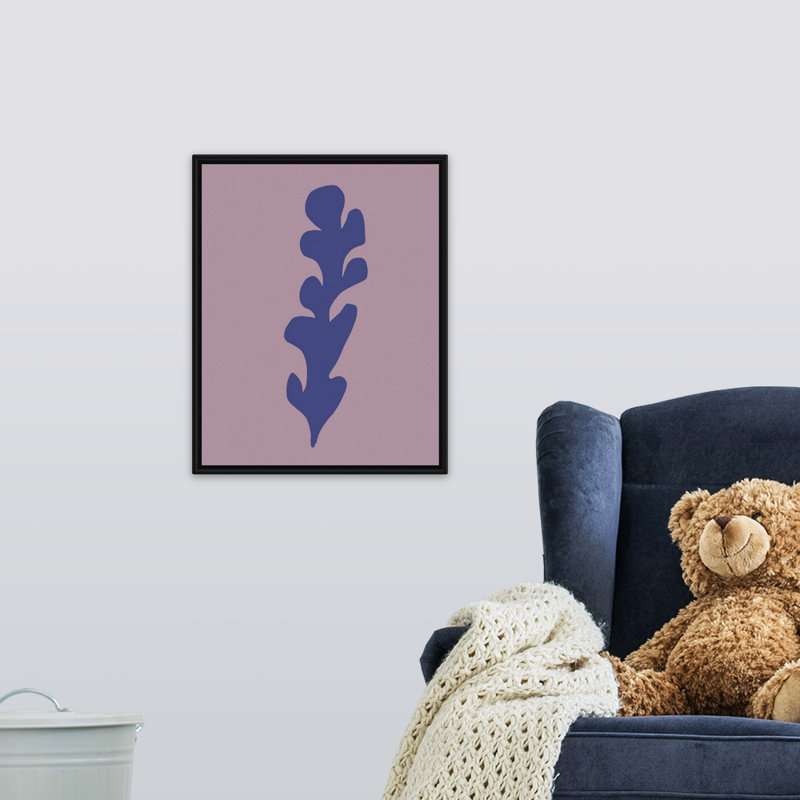 « varech viii kids », art encadré, H 20 po x l 16 po x P 1,2 o, Cadre flottant noir avec toile / mauve / rose