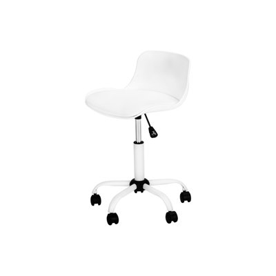 Juvenile Office Chair With Adjustable Height - Ergonomic, Swivel, White Metal Frame Modern For ' Computer Seat Height, Swivel Base
