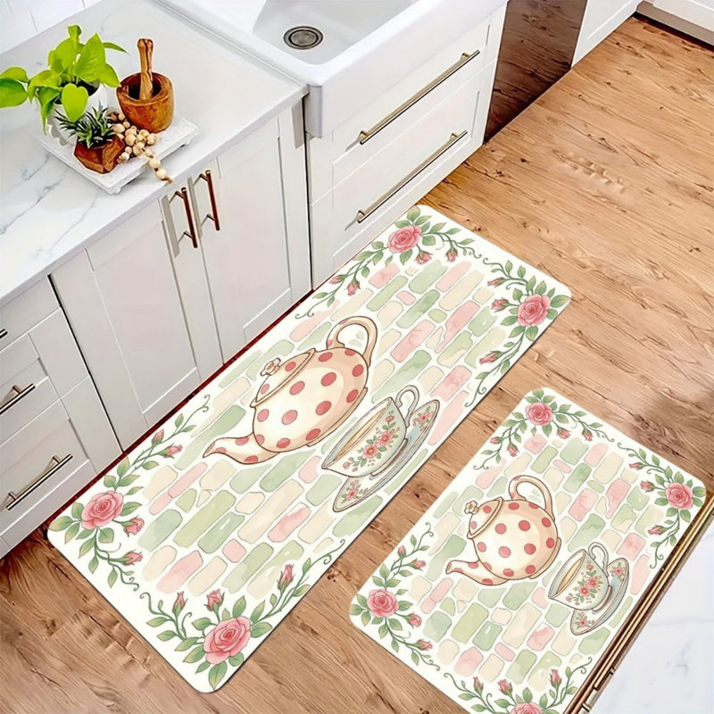 Ensemble de 2 tapis de cuisine Pastel Tea Party