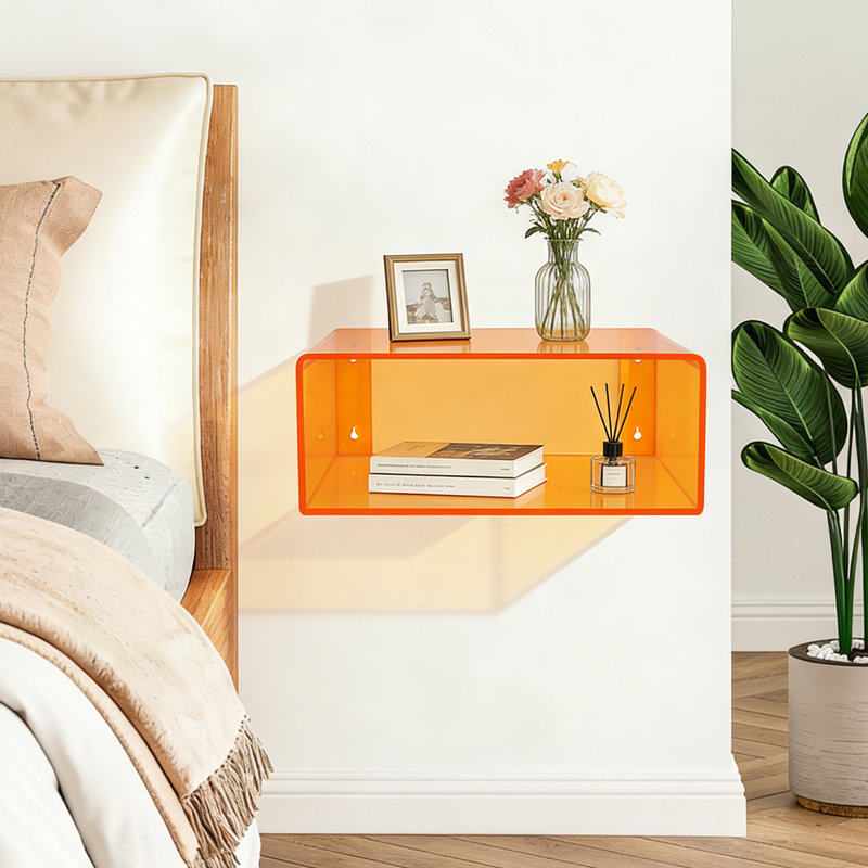 Table de chevet flottante en acrylique, Orange