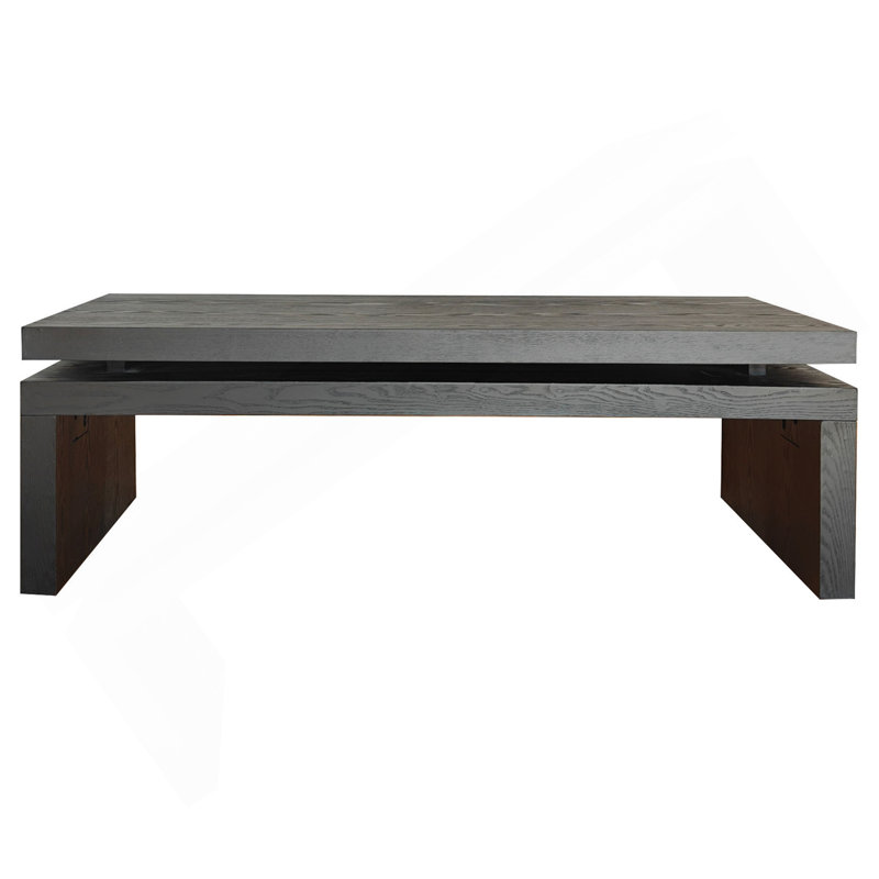 Table basse moderne en bois noir - Plateau flottant élégant pour le salon, Noir antique / noir