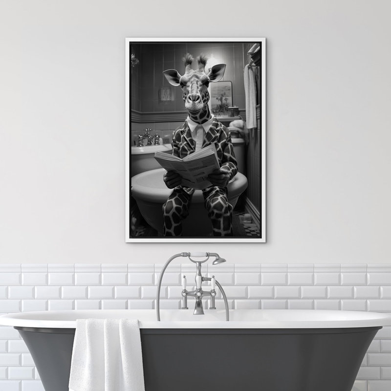 Photographie d'animaux sur girafe, Cadre blanc, H 36 po x l 24 po x P 1,5 po