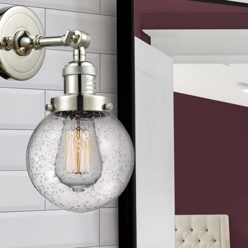Clementina Dimmable Bath Sconce, 6 Watt Vinage LED Bulb, Seedy, Polished Nickel