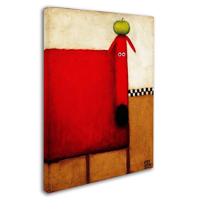 «Red Dog with Apple» d'Izampo, reproduction sur toile tendue, H 24 po x l 18 po