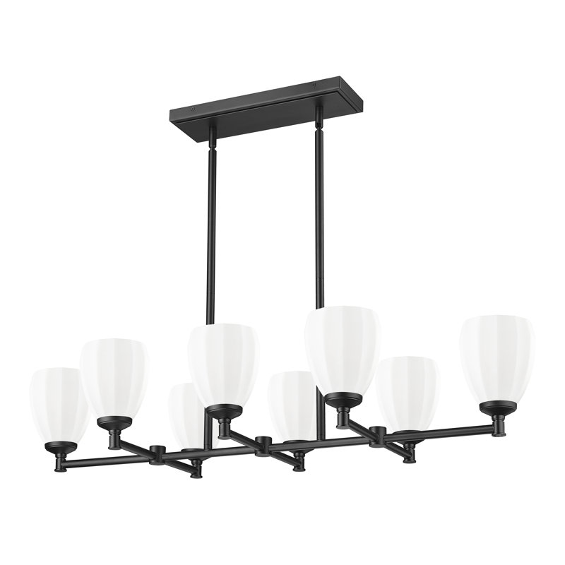 Lustre linéaire à 8 lumières Matheny, Noir mat