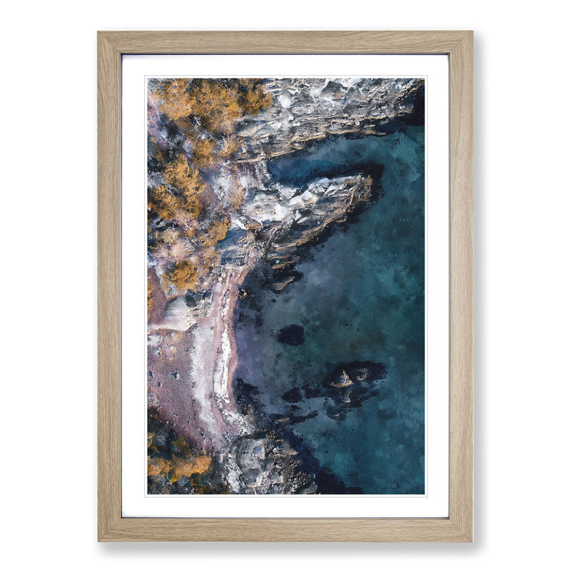 Coastline of Sweden - Picture Frame Graphic Art, Oak Framed, 48cm H x 36cm W x 2cm D