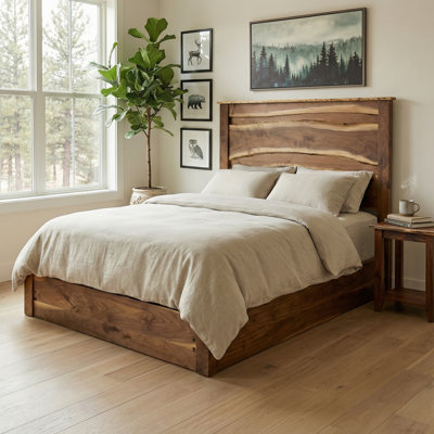 Fireside Lodge Heartland Walnut LIVE EDGE Platform Bed - Calif. King