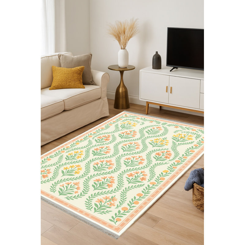 Tapis orange tissé lavable Mosso, 2'6" x 4'11"