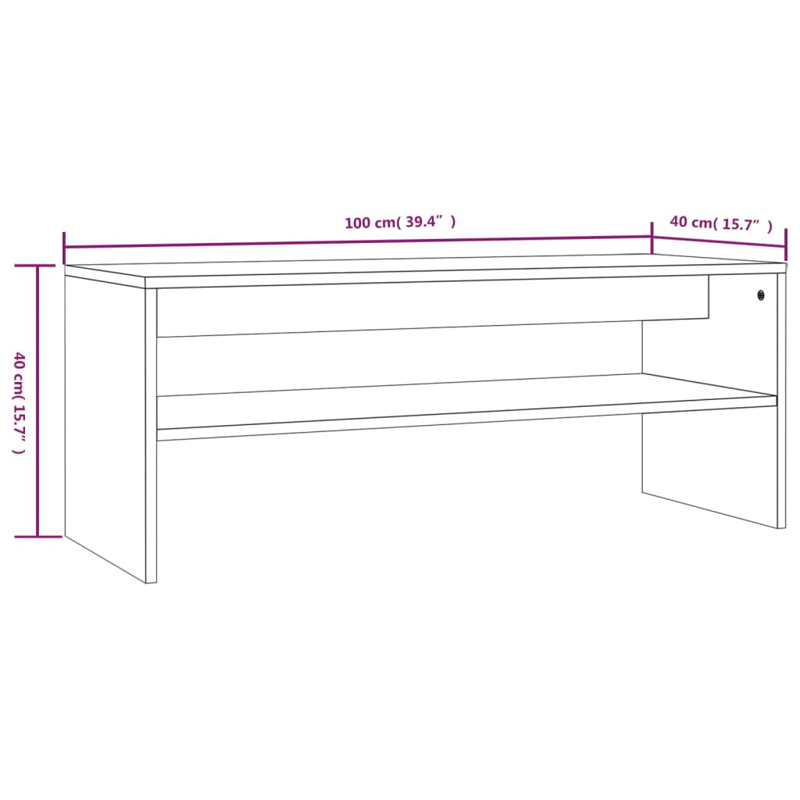 Engineered wood Frame Single Coffee Table with Storage, Smoked Oak