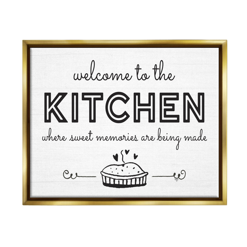 «Welcome to Kitchen Fresh Baked Pie», art textuel sur toile, H 17 po x l 21 po x P 1,7 po, Cadre flottant métallique doré