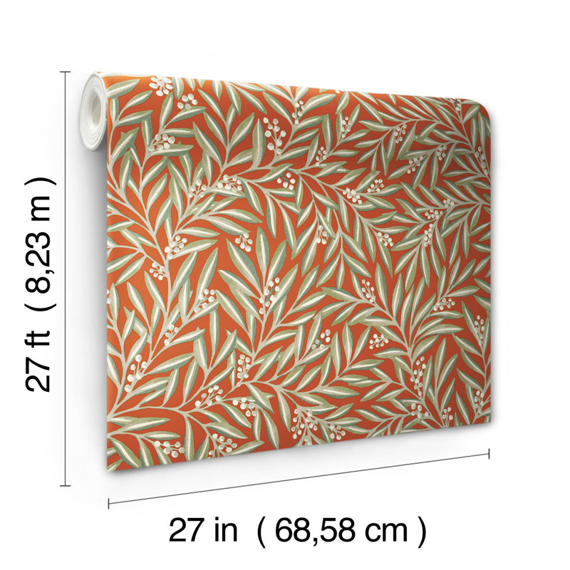 Rouleau de papier peint L 27 pi x l 27 po Arts and Crafts Rowan, Rouille