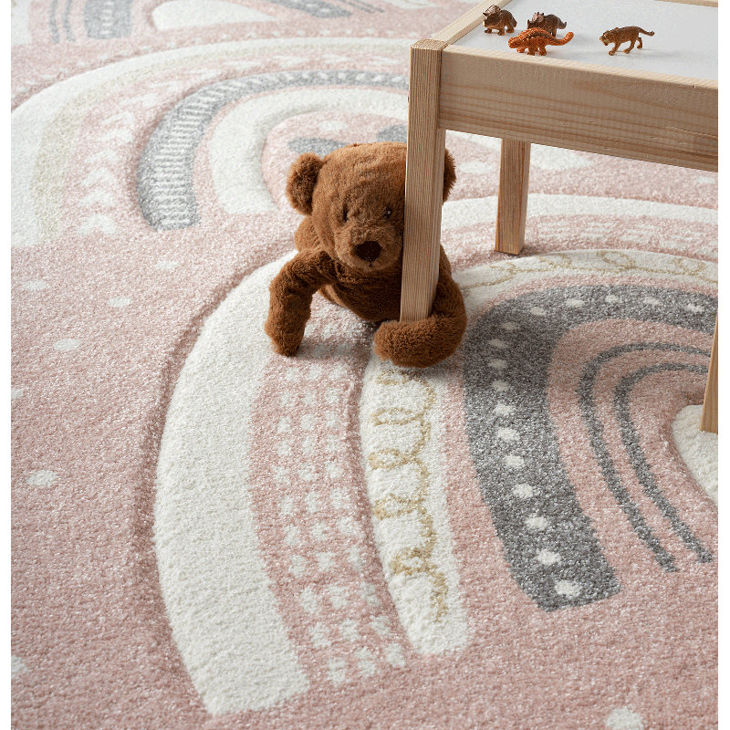 Viraj Pastel Kids Light Pink/White/Black Rug, Rectangle 120 x 170cm