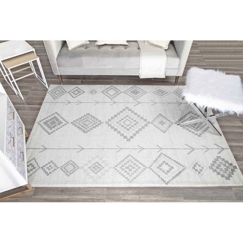 Tapis tribal autochtone blanc Bodrum, Rectangle 8 pi 9 po x 12 pi