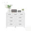 Commode haute 9 tiroirs, armoire de rangement en métal blanc avec tiroirs coulissants lisses, commode peu encombrante pour les maisons modernes
