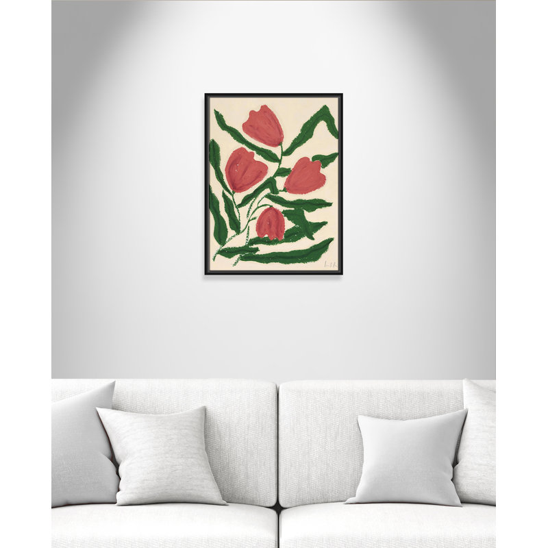 «Colette Red Tulips Print» par Camilla Bergqvist, Noir, H 25,5 po x l 19,5 po