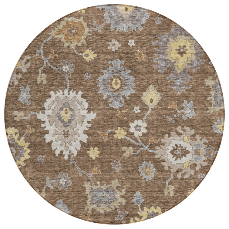 Washable Damask Indoor / Outdoor Rug