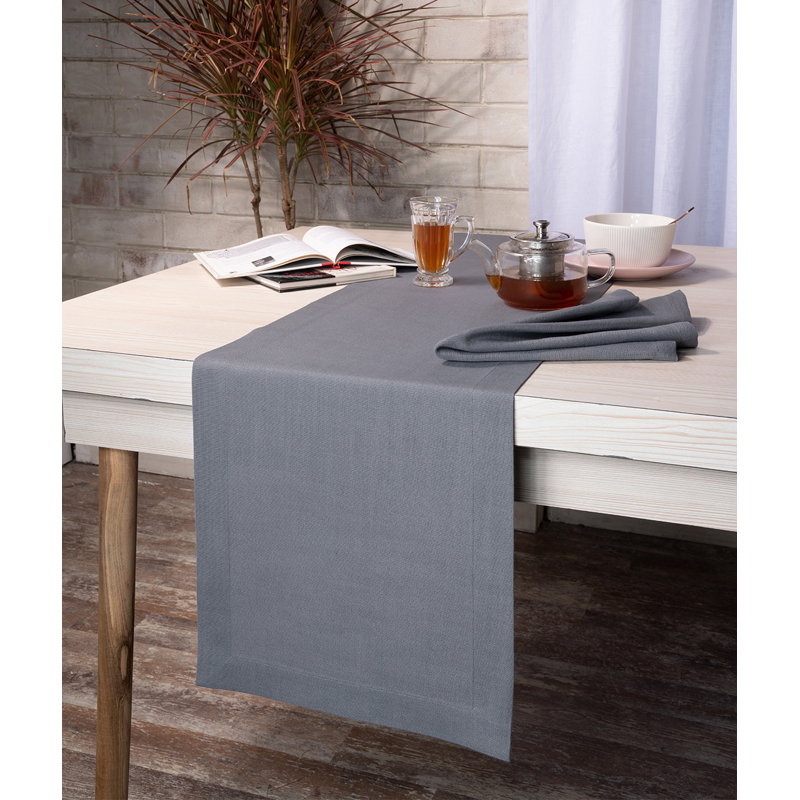Chemin de table en faux lin, 90 po x 14 po, Gris anthracite