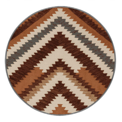 Washable Terracotta Beige Striped Area Rug