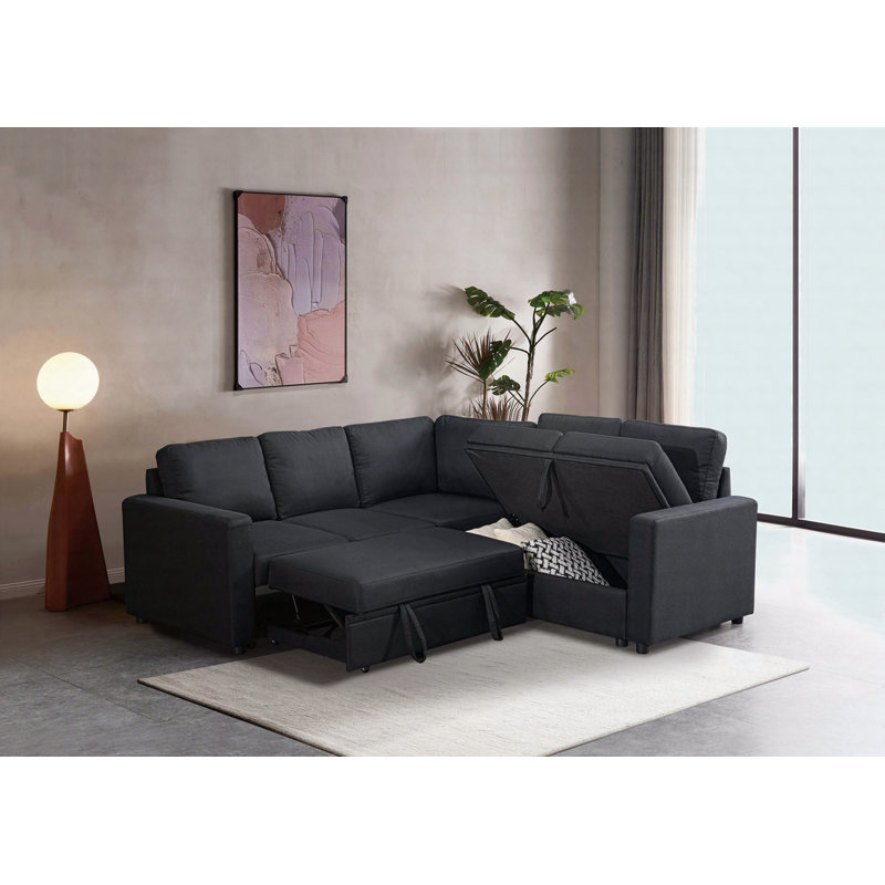 Sectional Sofa Bed, Black