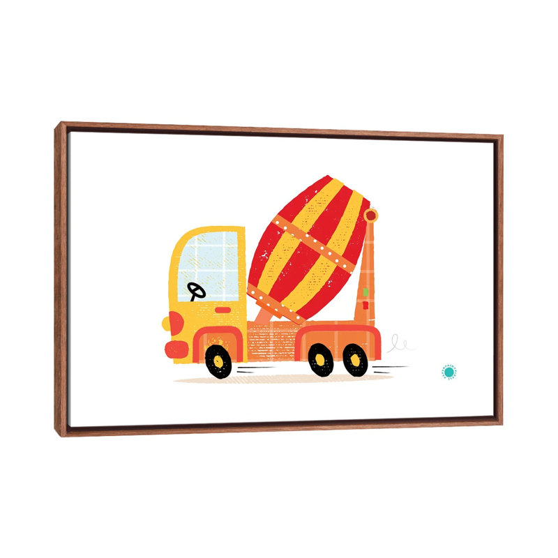 Cement Mixer - impression d'art graphique, Pas de tapis, Toile avec cadre brun, H 18 po x l 26 po x P 1,5 po