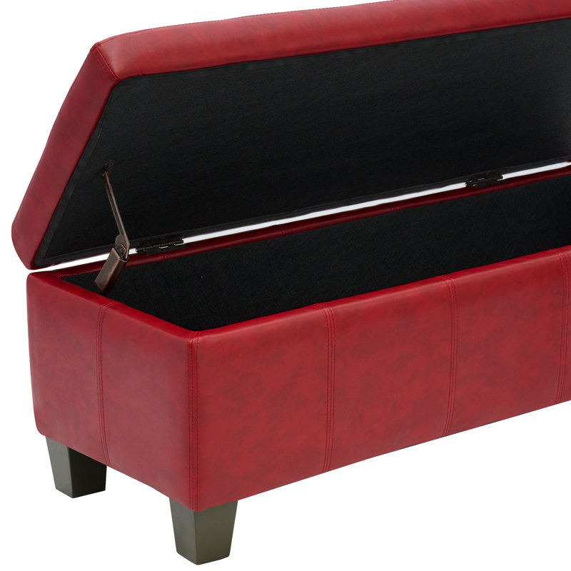Repose-pieds de rangement rectangulaire avec charnière de sécurité de 41 po Demingo, Rouge